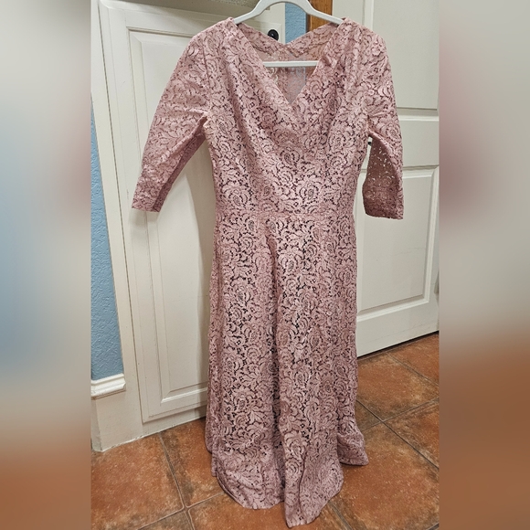 Blush Pink Floral Lace Ruffle Bell 3/4 Sleeve - Picture 2 of 12